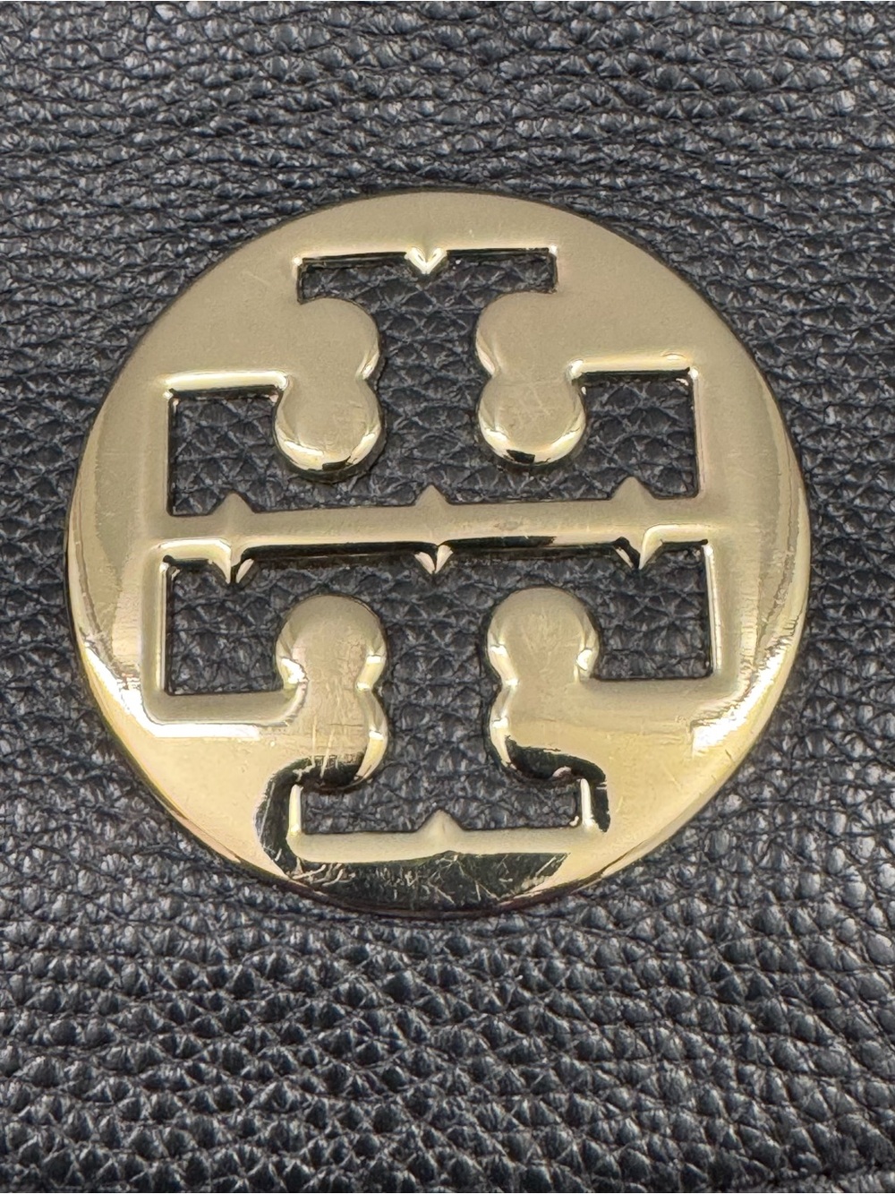 Tory Burch Black Pebbled Leather Flap Wristlet Clutch with Gold Logo - Picture 4 of 14